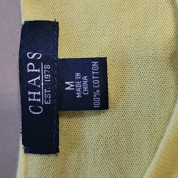 Chaps Size M Lemon Yellow Button Front Long Sleeve Sweater / Cardigan - Picture 9 of 9